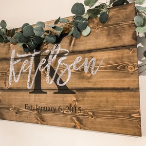 Last name established date wood sign