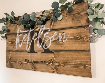 Last name established date wood sign