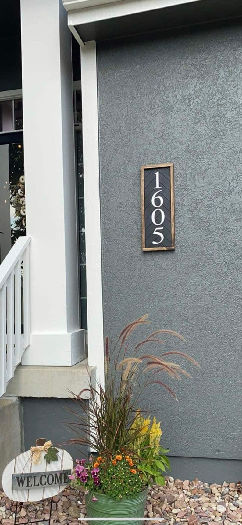 Custom Herringbone Address Sign House Number Wood Sign With Etsy