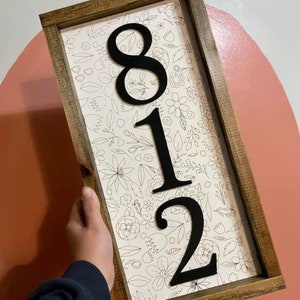 Custom herringbone address sign, house number wood sign with herringbone