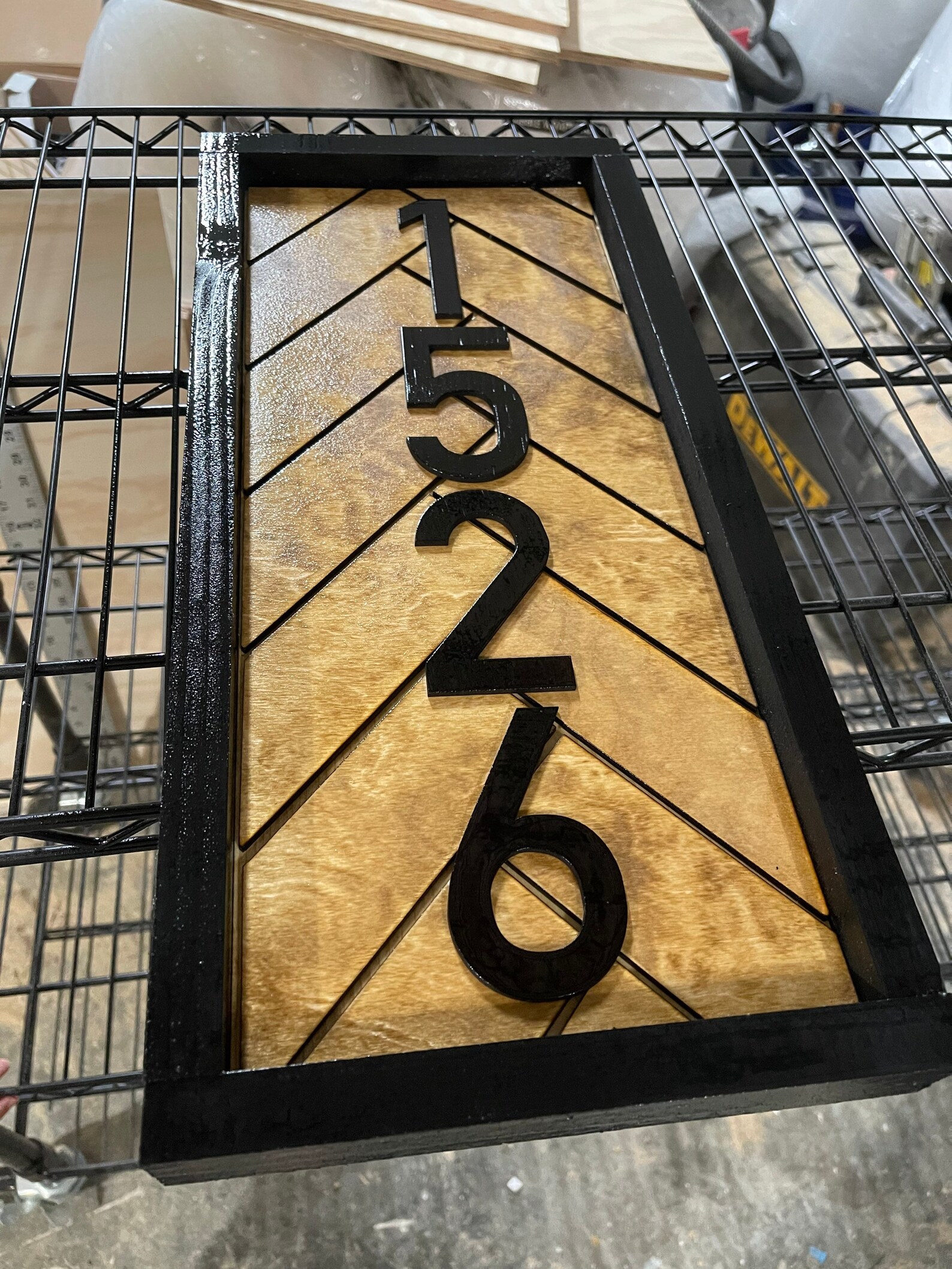 Custom Herringbone Address Sign House Number Wood Sign With Etsy