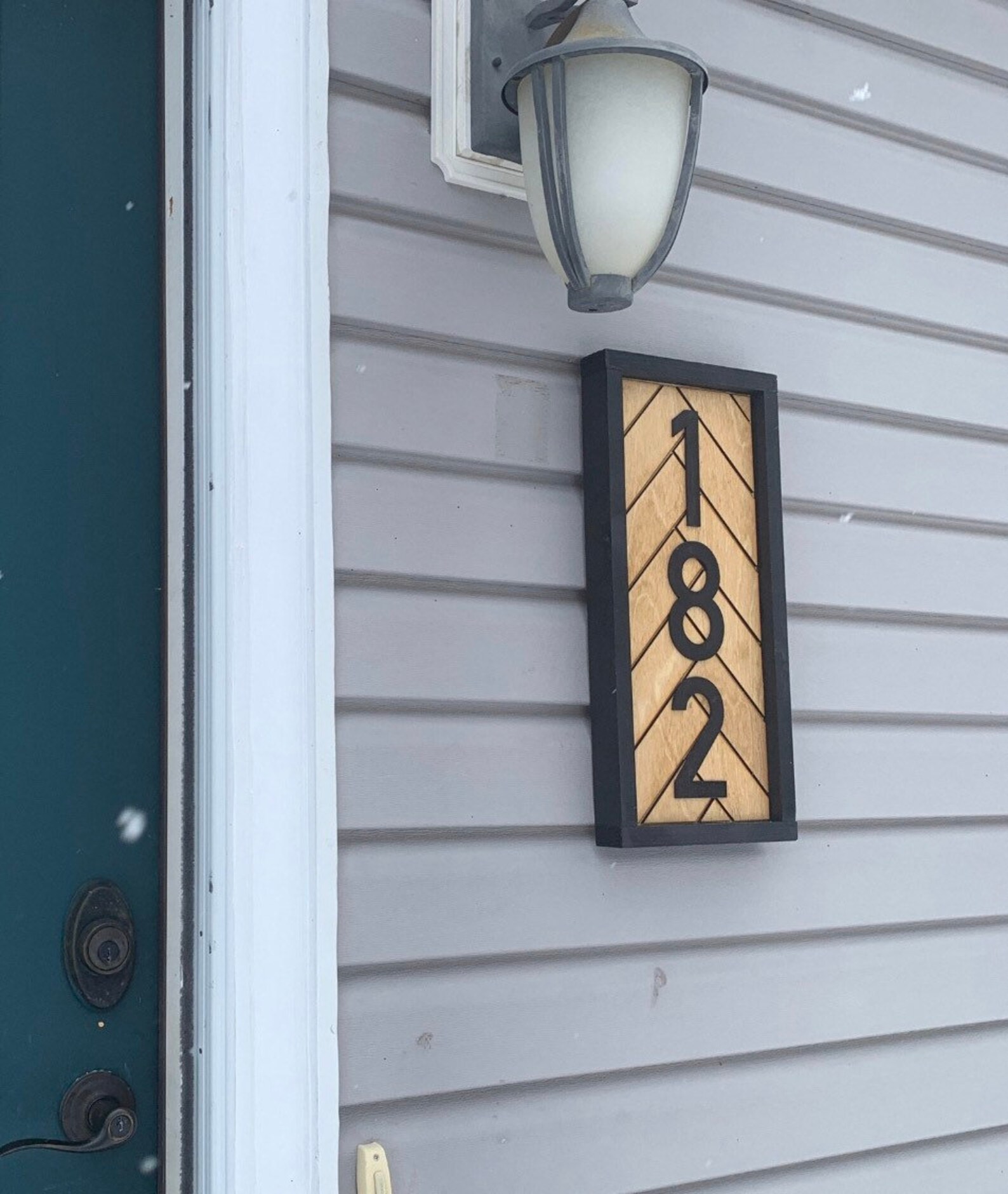 Custom Herringbone Address Sign House Number Wood Sign With Etsy