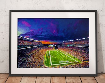 Gillette Stadium Print, New England Patriots Football Wall Art, NFL Fan Gift