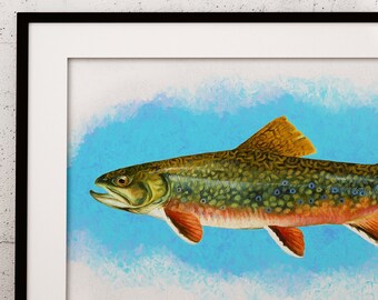 Brook Trout Painting, Brook Trought Print, Fishing gift