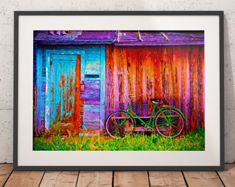 Bike and Barn Painting Print