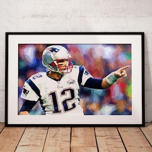 Tom Brady print, football art, football painting