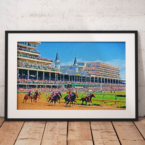 Impresión del Derby de Kentucky de Churchill Downs, arte de carreras de caballos de la Triple Corona, decoración ecuestre