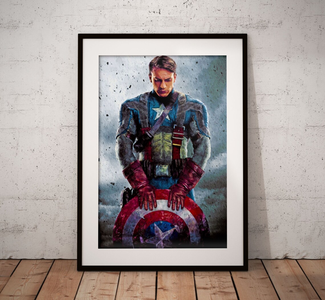 Captain America Painting Print, Captain America Print, Super Hero Wall ...