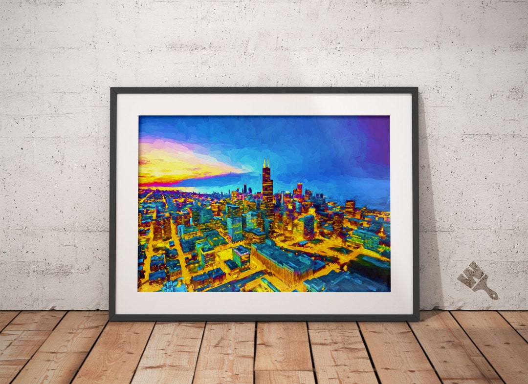 Chicago Skyline Print - Etsy
