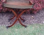 Vintage Tea Cart Folding Stand with Brass Tip Feet