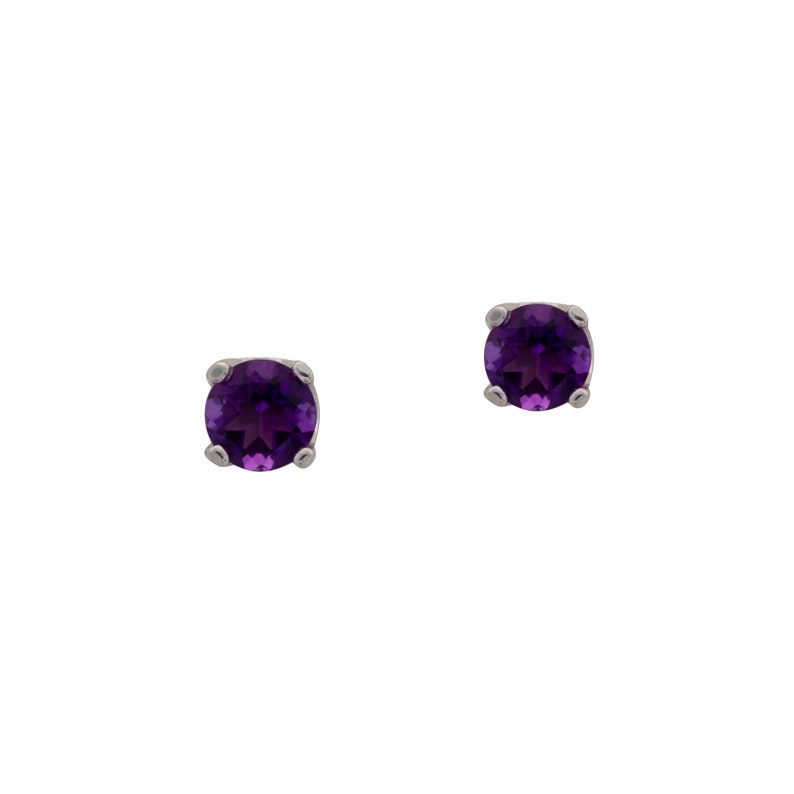 Amethyst Earrings Sterling Silver Mental Health Donation Made in the USA February Birthstone Purple Gifts Minimalist Gifts Anxiety Awareness