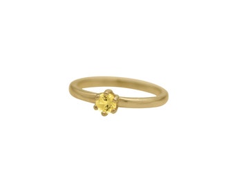 Natural Yellow Sapphire Stacking Ring in 14k Gold September Birthstone Mental Health Donation