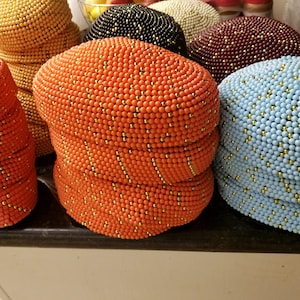 Chapeau de mariée africain/Chapeau taille libre en perles