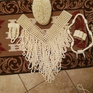 Cream Bridal and Groom&#39;s Bead Set/ African Braidal and Grooms Coral Beads Set/ Cream Beads/ Bigeruan wedding beads