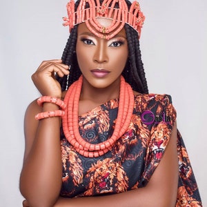 New igbo bridal set/beaded crown/3 piece necklace/2 piece bangle sold as set