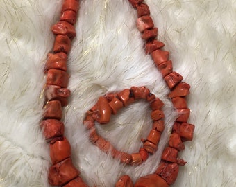 Xllarge Coral set/ Grooms necklace set/Bride Luxury coral accessories/ AFRICAN wedding coral/Edo wedding beads/irregular beads necklace