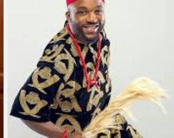 Fluwelen Isi Agu-topset, Nze-hoed, kralen, armband, paardenstaart