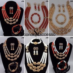 Luxury coral beads mix accessories/Africa naija Jewelry /Nigeria luxury wedding/igbankwu /Owambe jewelry