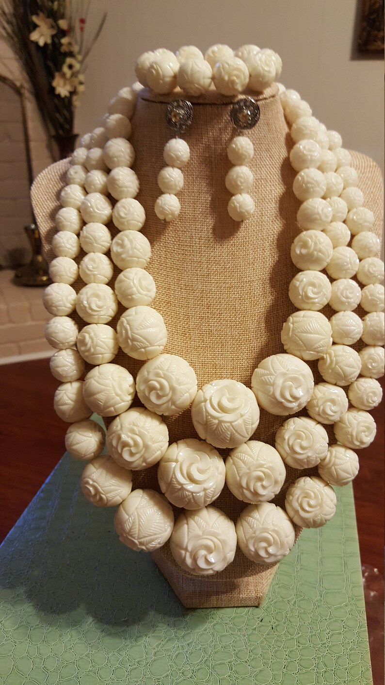 New African bridal bead set/large Imitation Carved Coral Bead Etsy