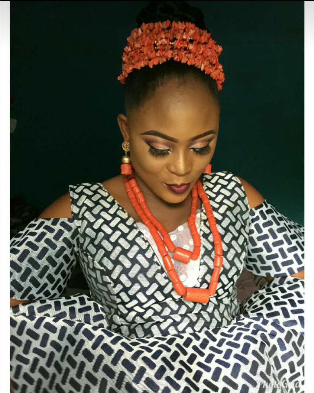 New Bridal Coral Beads Head Piece/african Bridal Head Piece/coral Head