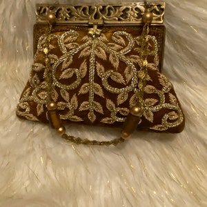 Gold luxury purse/Bridal purse/ hand bag/clutch purse/bag