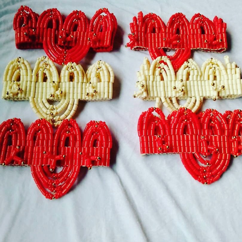 African Coral Bridal Beaded Hat/ Coral Bead Hat/ Wedding Etsy