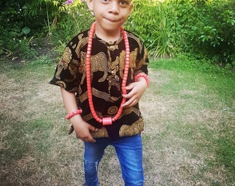 Kids' African Beads: Traditional Unisex Bangles and Hat