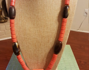 Nigerian Coral Beads Necklace/Brown and Red Coral Beads/Coral Beads