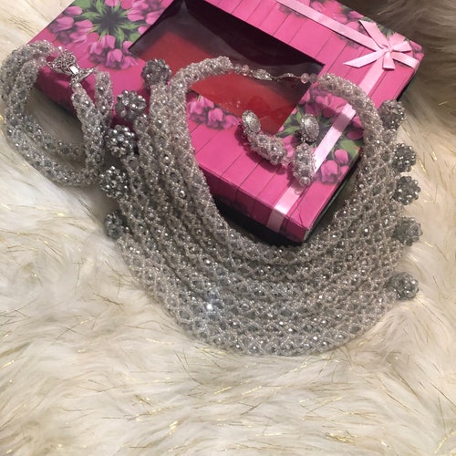New luxury set/Bridal set/wedding set/silver set/ mixed set/jewelry set/3 piece shops set/