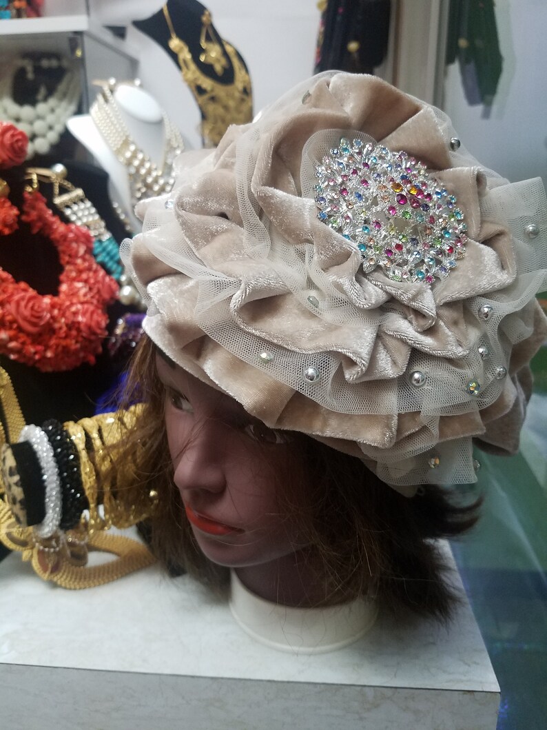 Turban capReady to wear Turban Rose Turban Cap Velvet Turban Hat Auto Turban