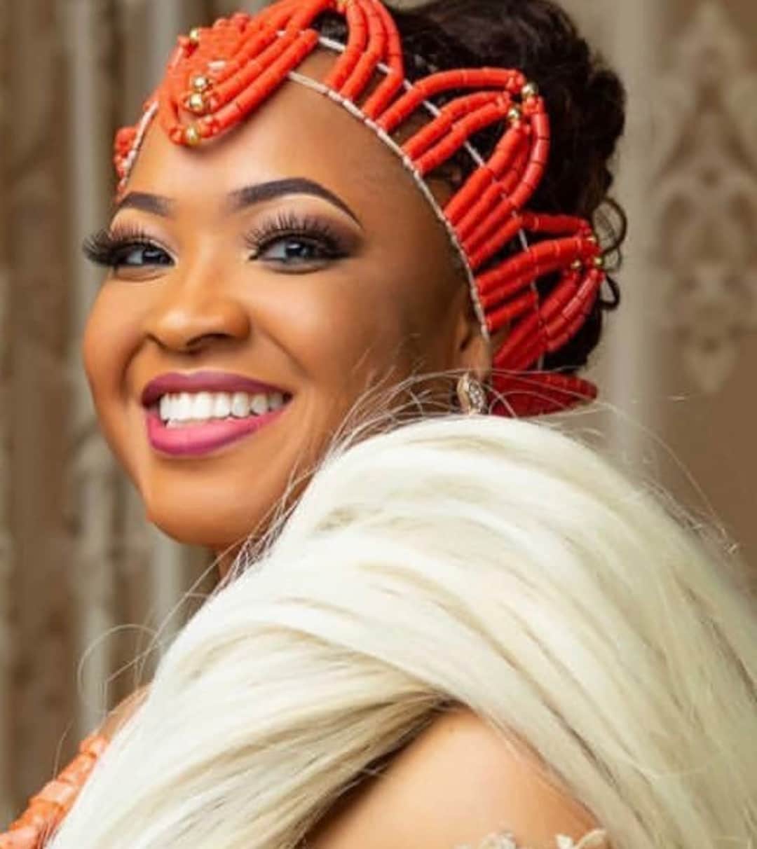 African Coral Bridal Beaded Hat/ Coral Bead Hat/ Wedding Beaded Hat Etsy