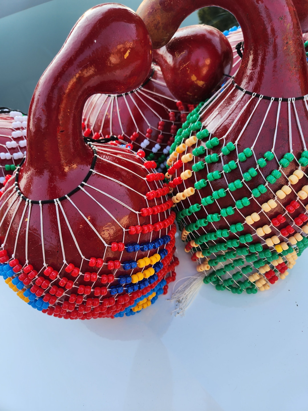 Large Hand Beaded Gourd Shekere - African Musical Instrument - Etsy