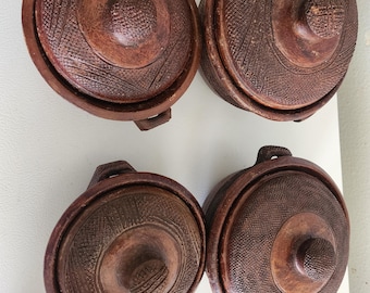 Juego de platos de barro cocido africanos para servir, diseño autóctono (2 piezas)