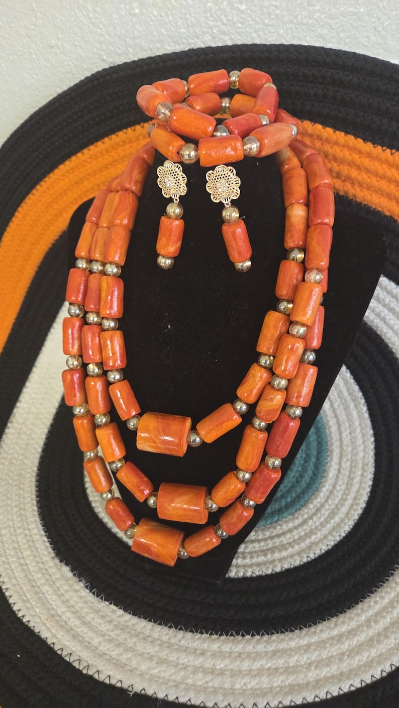 Nigerian 2&3 step Coral Beads/ Edo Coral Beads/ Benin Coral Beads/Nigerian Wedding Beads/African Beads/Immitation coral image 4
