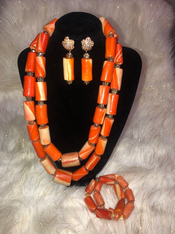 Nigerian 2 step Coral Beads/ Edo Coral Beads/ Benin Coral | Etsy