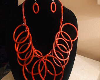 New Plastic Custom Piece Long Bead and Matching Earing/beads