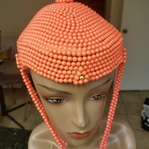 Igwe Royal  Coral Men Hat/ Traditional wedding Hat/Royality Men Hat