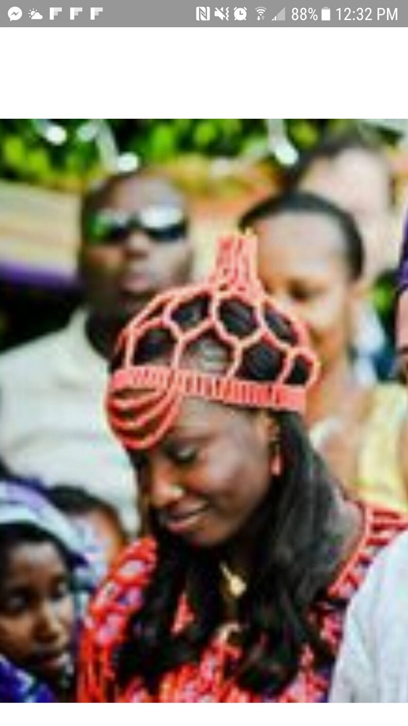 Igbo Bridal Beaded Elastic Hat Beaded Royal Crown Etsy