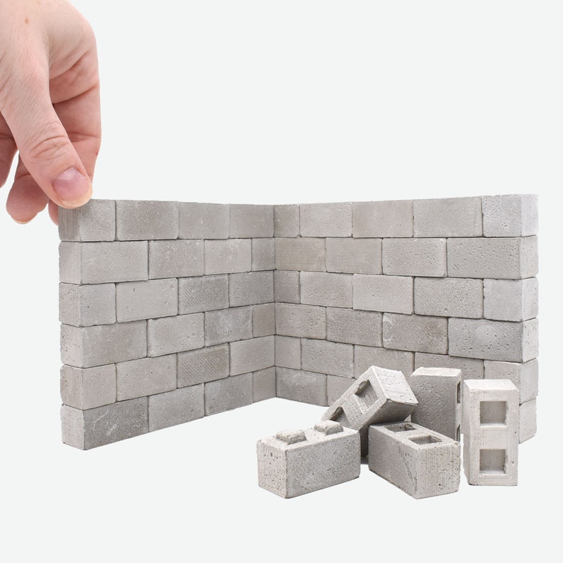 1:12 Scale Construct-a-Block Pallet 50pk Desk Decor Gift Pallet Coaster | Miniature Cinder Blocks Building Blocks