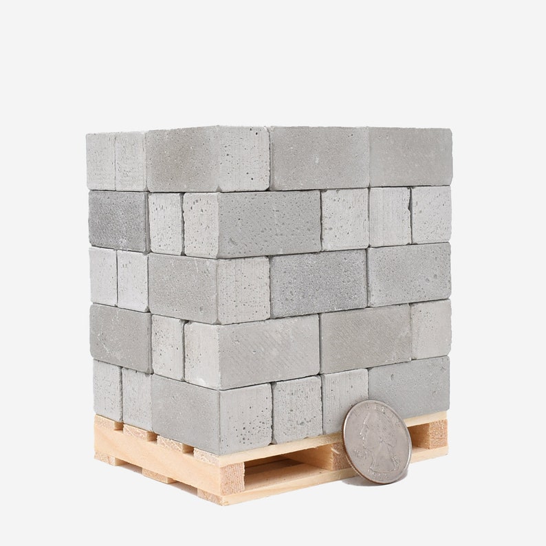 1:12 Scale Construct-a-Block Pallet 50pk Desk Decor Gift Pallet Coaster | Miniature Cinder Blocks Building Blocks