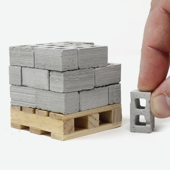 1 18 Scale Mini Concrete Cinder Block Pallet 24pk Desk Etsy