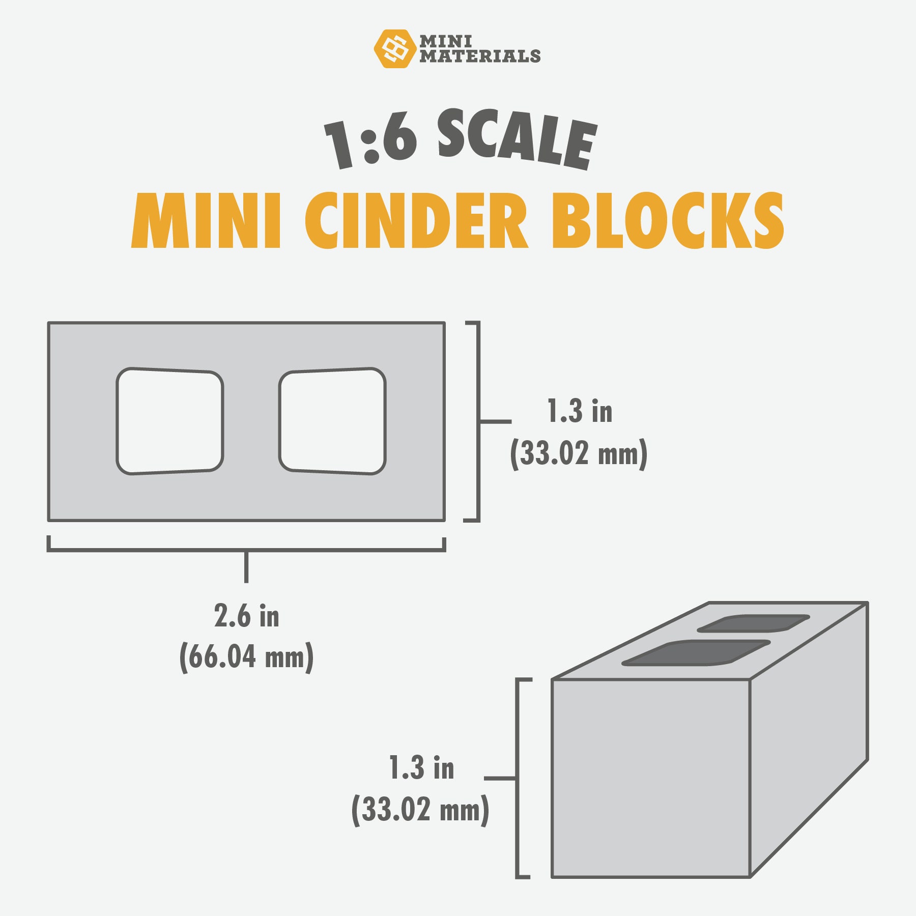 Silicone mold form for 20 miniature cinder blocks 1:24