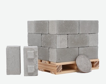 1:12 Scale Construct-a-Block Pallet (24pk) | Miniature Cinder Blocks | Pallet Coaster | Building Blocks | Desk Decor Gift