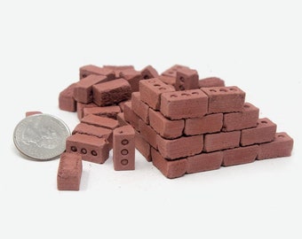 1:12 Scale Red Bricks (50pk) | 112 scale diorama | modern dollhouse supply | architect gift | gift for mom | gift for dad | dad gift