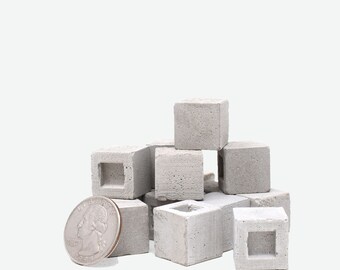 1:12 Scale Construct-a-Block Half Tops (15pk) | Miniature Cinder Blocks | Mini House Building Blocks | Miniature Construction