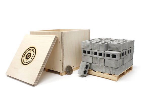 1 12 Scale Concrete Cinder Blocks With Crate 72pk Desk Etsy