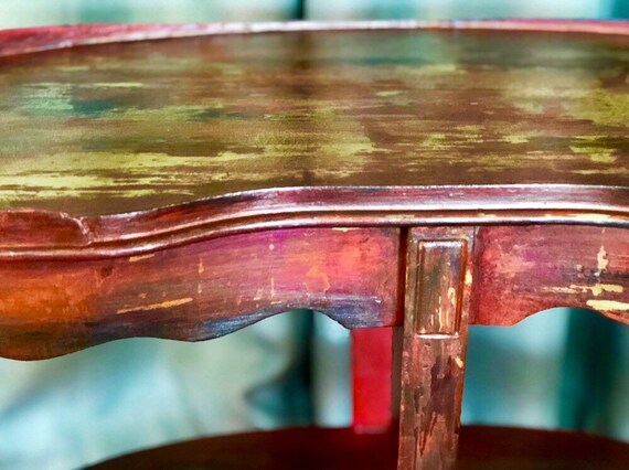 SOLD****EXAMPLE PIECE***Refurbished Layered Chalk Paint Table. Accent Table. Hand Painted Vintage Side Table