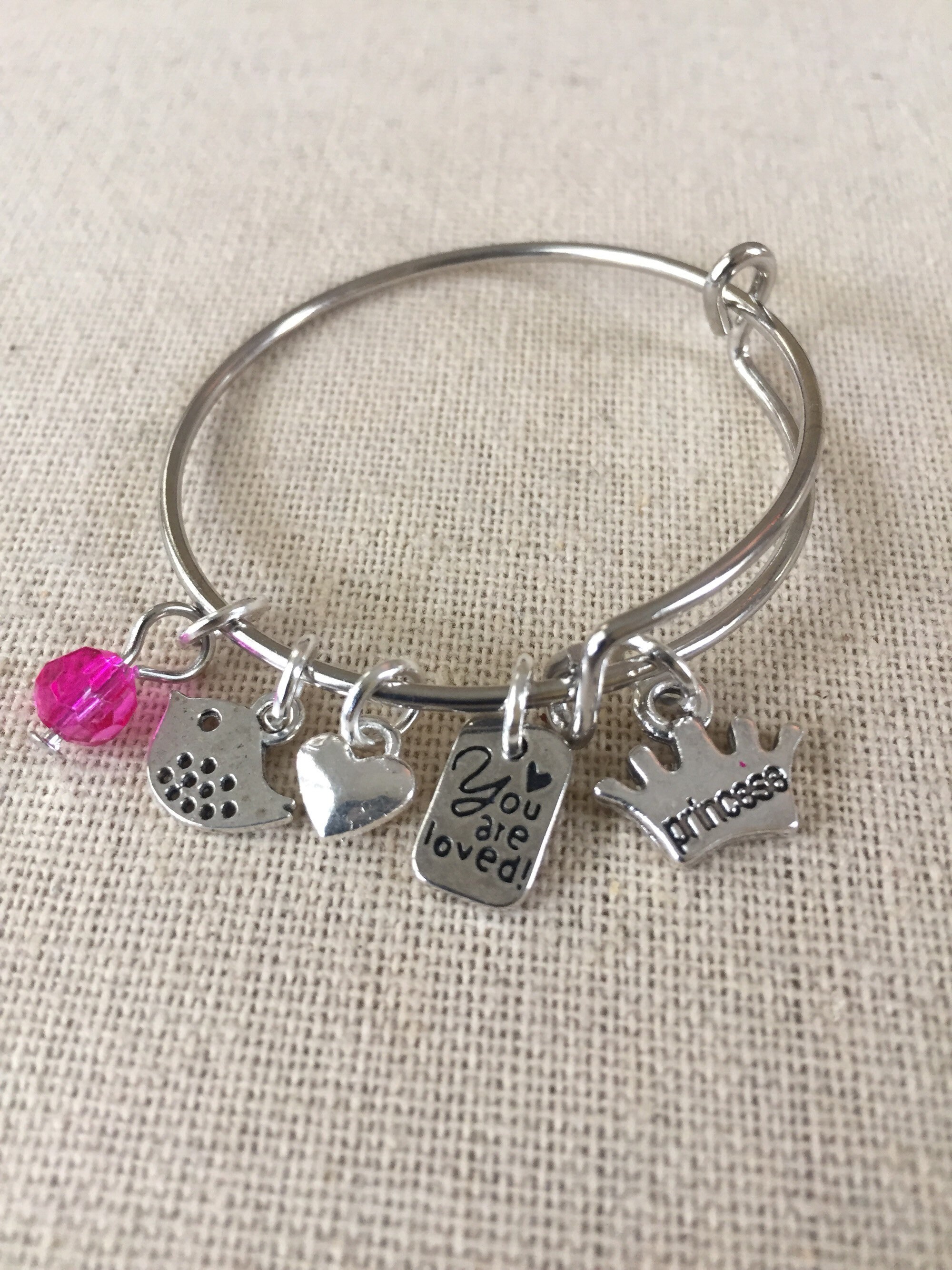 Toddler Little Girl size Princess charm bracelet love heart Etsy