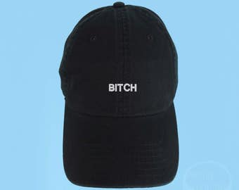 BITCH Dad Hat Embroidered Baseball Black Cap Low Profile Custom Strap Back Unisex Adjustable Cotton Baseball Hat