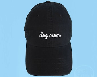 DOG MOM Dad Hat Embroidered Baseball Black Cap Low Profile Custom Strap Back Unisex Adjustable Cotton Baseball Hat